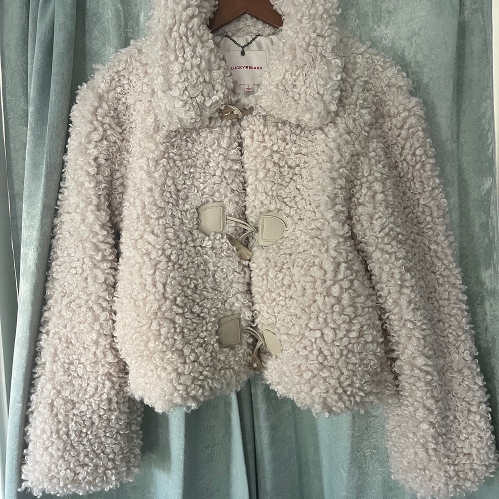 New With Tags Lucky Brand Cream Teddy Boho Coat